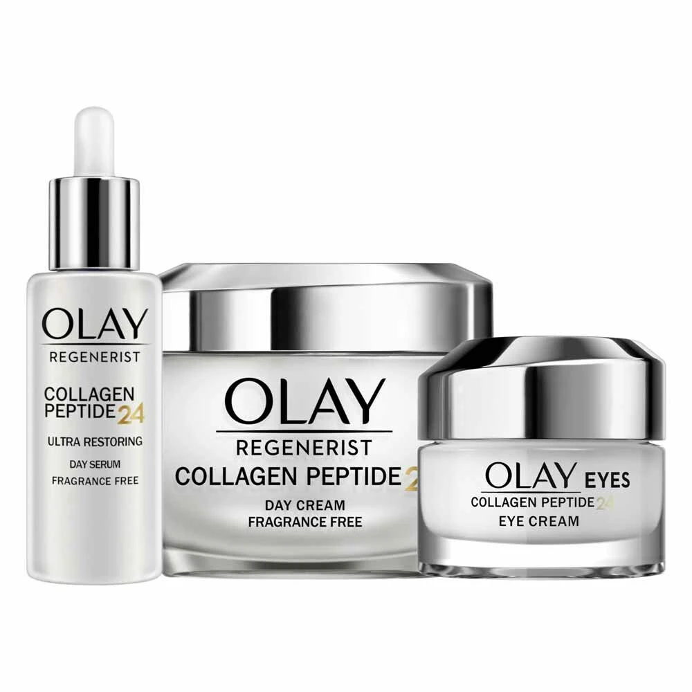 Olay Regenerist Collagen Peptide24 Dagserum, Dagcrème & Oogcréme Pakket 3 Olay Regenerist Collagen Peptide24 Dagserum, Dagcrème & Oogcréme Pakket
