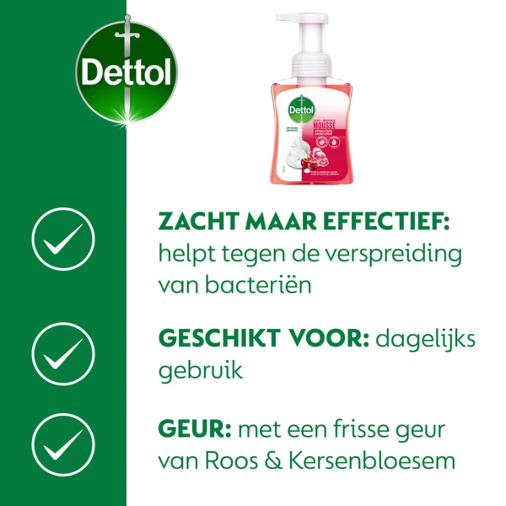 6x Dettol Foam Handzeep Rozen & Kers 6 6x Dettol Foam Handzeep Rozen & Kers - Afbeelding 4
